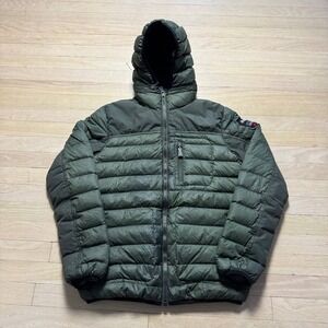 Pajar Canada Puffer Jacket Olive Green Hooded Down Fill Mens Small  Mens S/P